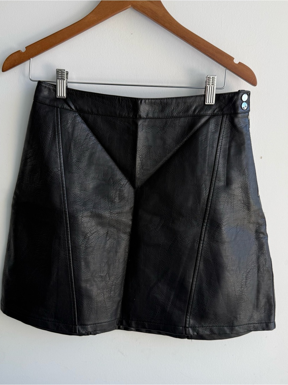Zara Black Faux Leather Mini Skirt with Panel Detail